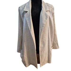VTG Joanna L Linen Blend Blazer Cream Natural Minimalist Old Money Spring 90's
